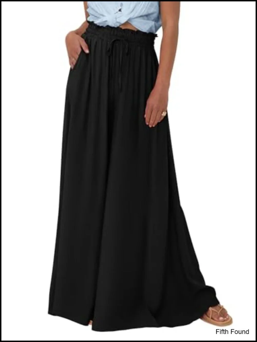 Wide Leg Palazzo Pants High Waisted Flowy Pockets Casual Boho Trousers